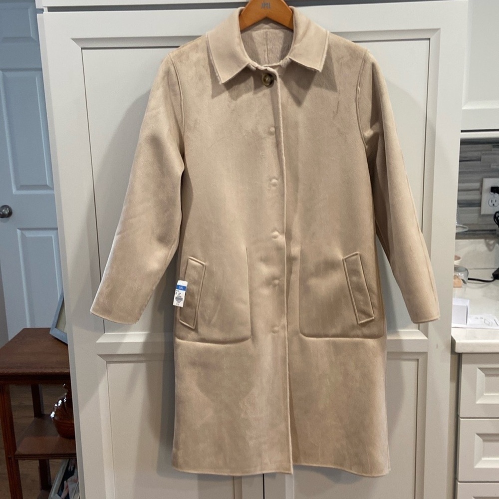 J.McLaughlin NWT Women Quay Reversible Faux Fur Coat Lt_sand-solid Small
